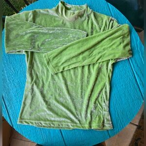 Prima Classe Lime Velour Mock Turtleneck Shirt, Sz L (But fits like M)